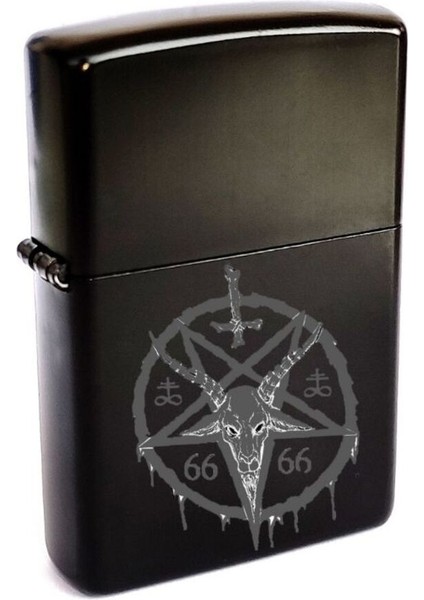 Satanik Mason Keçi 66 Pentagram Yıldız Çember Lazer Silinmez Resimli Benzinli Çakmak modelleri