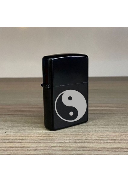 Yin Yang Dengesi Felsefesi Lazer Silinmez Resimli Benzinli Çakmak
