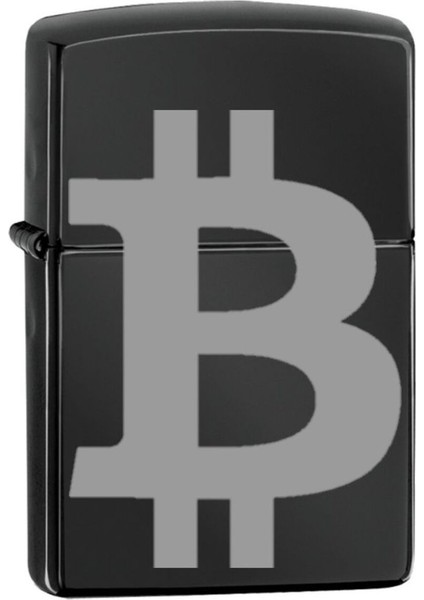 Bitcoin Sembolü Para Işareti Lazer Silinmez Resimli Benzinli Çakmak