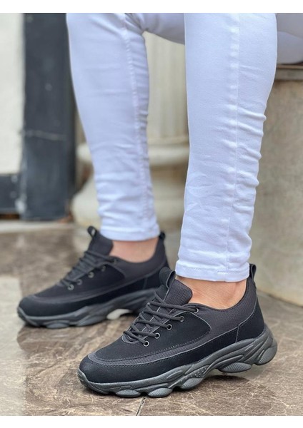 KB-707 Siyah Süet Siyah Yüksek Taban Bağcıklı Günlük Erkek Ayakkabı modelleri