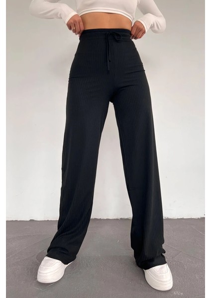 Kadın Antrasit Palazzo Fitilli Bol Paça Kaşkorse Eşofman Atlı indirimleri