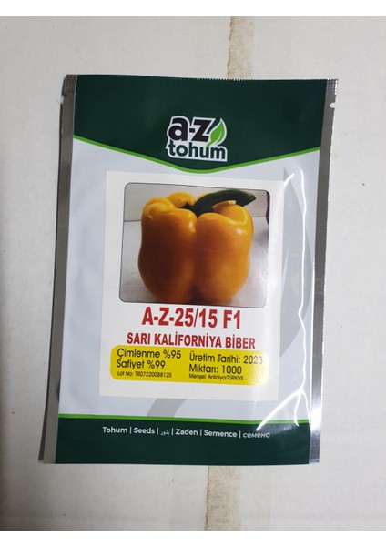 A-Z 25 Sarı Kalifornia Biberi 1.000 Adet Hibrit Tohum