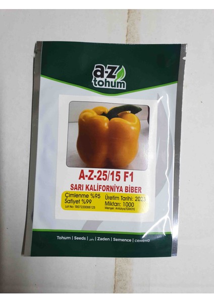 A-Z 25 Sarı Kalifornia Biberi 1.000 Adet Hibrit Tohum fiyatları