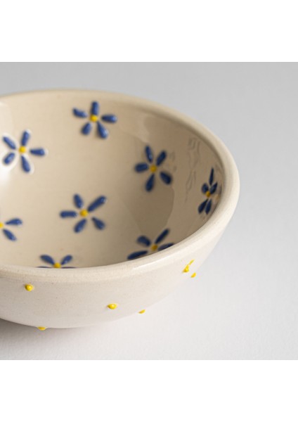 Blossoms El Yapımı 3'lü Seramik 10 cm Kase Seti | El Boyaması Çiçek Desenli | Kahvaltı, Atıştırmalık ve Sunum İçin