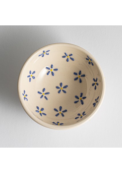 Blossoms El Yapımı 3'lü Seramik 10 cm Kase Seti | El Boyaması Çiçek Desenli | Kahvaltı, Atıştırmalık ve Sunum İçin