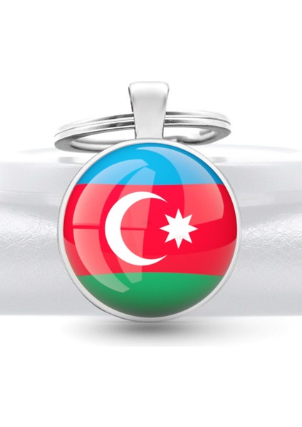 Azerbaycan Bayrağı Anahtarlık Azerbaijan Türk Cumhuriyetleri Bayrak Larından Metal 3D Büyüteç Camlı