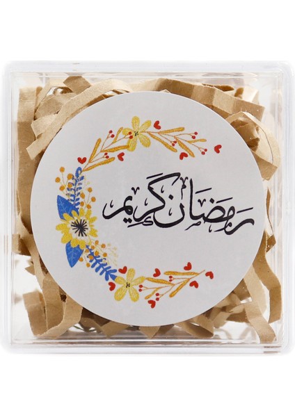 Ramadan Mübarek Baskılı Yapışkanlı 4 cm Yuvarlak Etiket 24 Adet, Ramazan Bayramı Etiketi