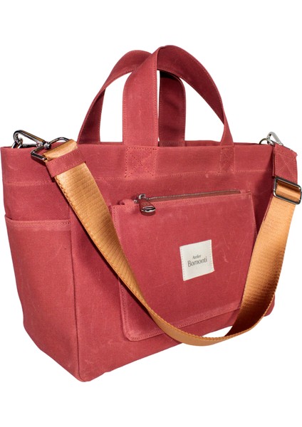 Atelier Bomonti Hishi Tote Bag Reddish Mumlu Kanvas Omuz Çantası & El Çantası