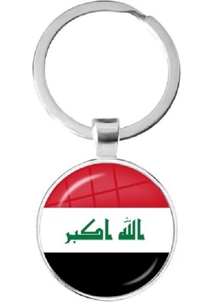 Irak Bayrağı Anahtarlık Iraq Bayrak Gri Kararmaz Metal Halka Anahtarlığı