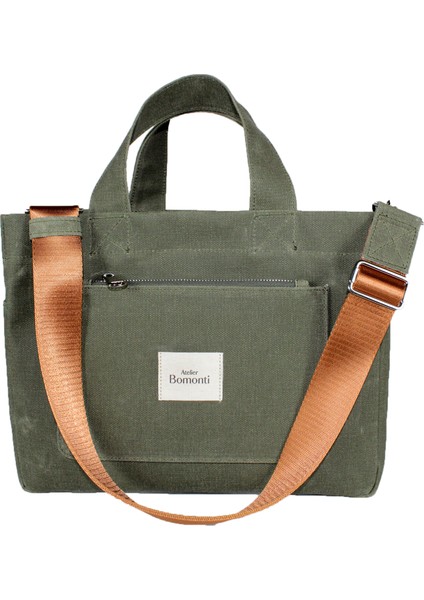 Atelier Bomonti Hishi Tote Bag Khaki Mumlu Kanvas Omuz Çantası & El Çantası