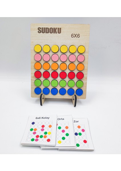 Montessori Renkli Sudoku 6x6 Orta + 25 Oyun Kartı