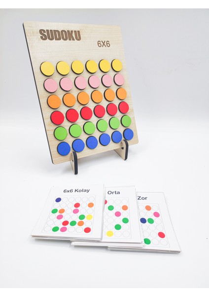 Montessori Renkli Sudoku 6x6 Orta + 25 Oyun Kartı fırsatları