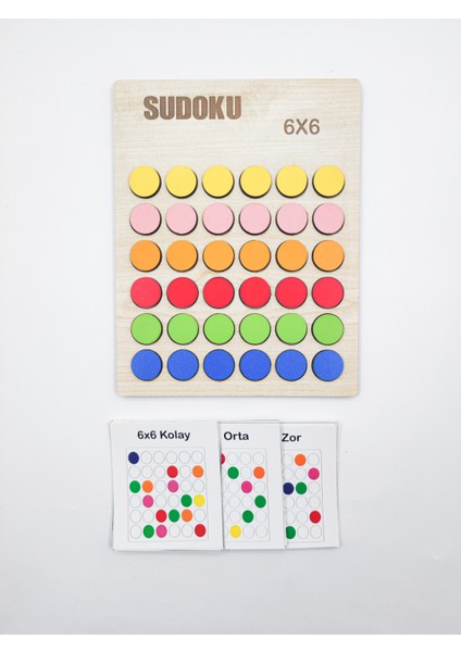Montessori Renkli Sudoku 6x6 Orta + 25 Oyun Kartı indirimleri
