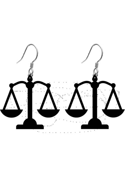 Adalet Terazisi Sallantılı Ender Küpe El Yapımı Kancalı Siyah Akrilik 5cm Hafif fiyatları