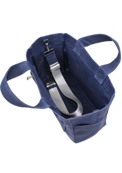 Atelier Bomonti Hishi Tote Bag Navy Blue Mumlu Kanvas Omuz Çantası & El Çantası