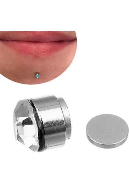 Turkuaz 3mm Mıknatıslı Küpe Ince Zirkon Taşlı 1 Çift Burun Kulak Dudak Hızma Manyetik Çelik fırsatları