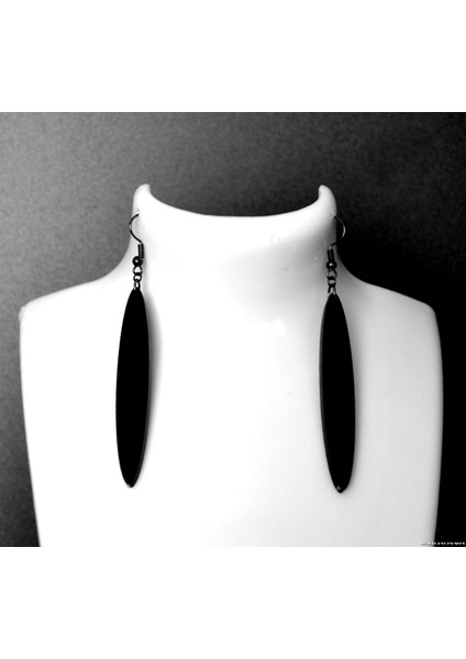 Büyük Uzun Oval Çubuk Bar Kancalı Küpe El Yapımı Siyah Akrilik 9cm Takı fiyatları