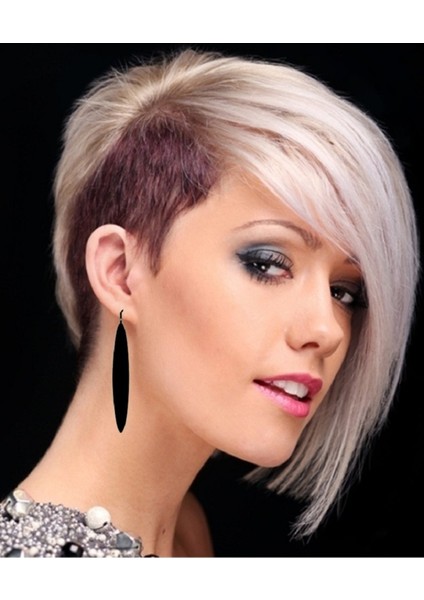 Büyük Uzun Oval Çubuk Bar Kancalı Küpe El Yapımı Siyah Akrilik 9cm Takı fırsatları