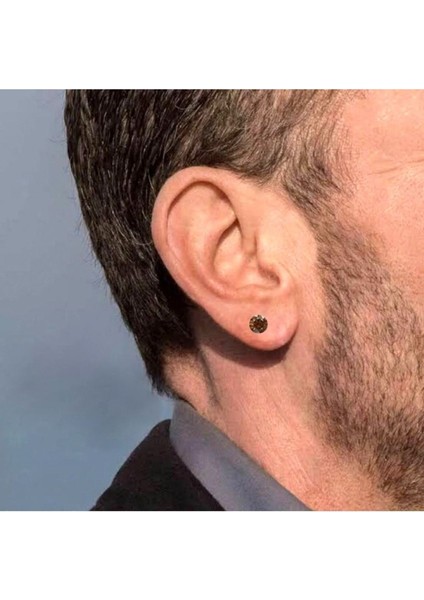 6mm Kahve Renk Zirkon Taşlı Mıknatıslı Küpe 1 Çift Kulak Manyetik Mıknatıs Büyük Hızma modelleri
