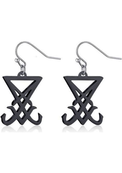 Lucifer Sembol Sallantılı Küpe Akrilik Plastik Hafif Kancalı 3.5cm