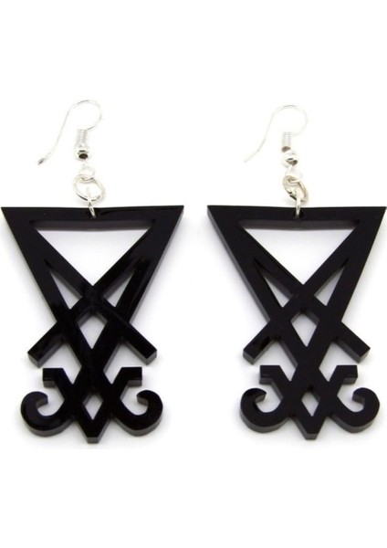 Lucifer Sembol Sallantılı Küpe Akrilik Plastik Hafif Kancalı 3.5cm modelleri