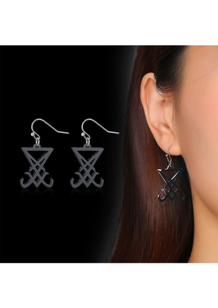 Lucifer Sembol Sallantılı Küpe Akrilik Plastik Hafif Kancalı 3.5cm fırsatları