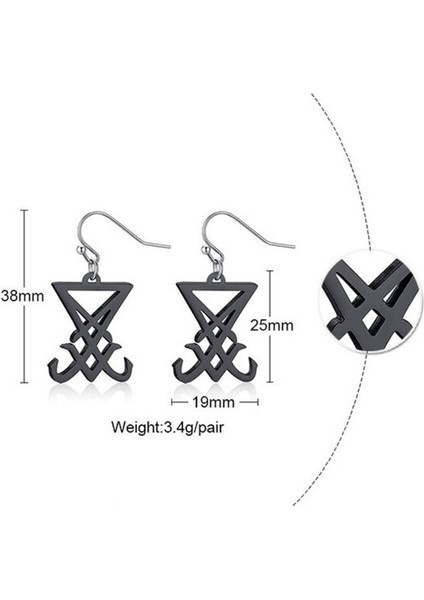 Lucifer Sembol Sallantılı Küpe Akrilik Plastik Hafif Kancalı 3.5cm indirimleri