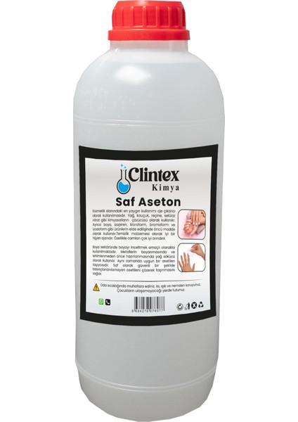 Clintex Kimya Saf Aseton %99.9 1 Lt