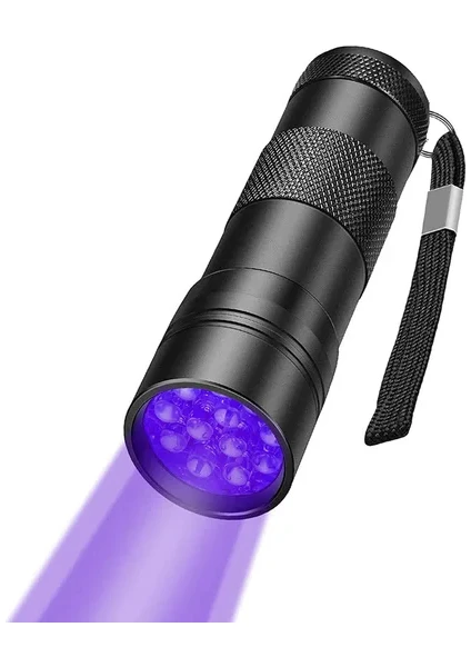 Ultraviyole Fener, Mor Işık Fener 12 LED , 395 Nm Uv Fener