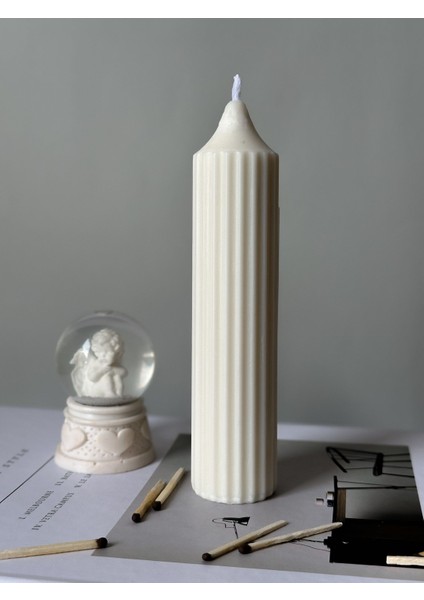 2 adet Kalın Çizgili Şamdan Kokulu Vegan Soya Mum