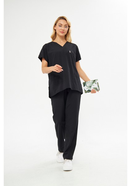 Takım V Yaka Tree Cotton Hemşire Siyah modelleri