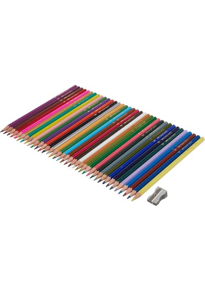 Faber Castell 36 Renk Kuru Boya Kalemi Metal Tüpte + Kalemtıraş