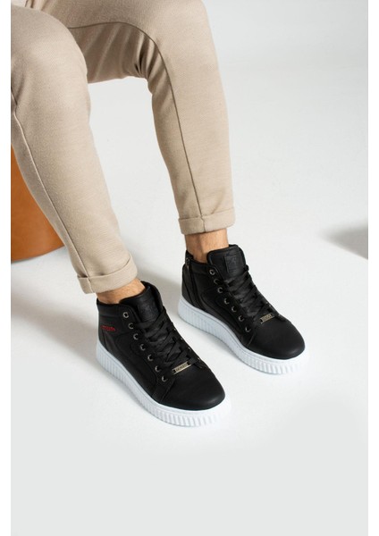 013 Siyah Renk Beyaz Tabanlı Erkek Günlük Ayakkabı