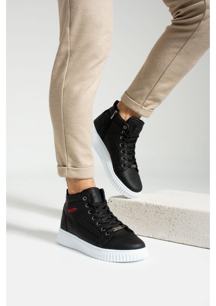 013 Siyah Renk Beyaz Tabanlı Erkek Günlük Ayakkabı modelleri