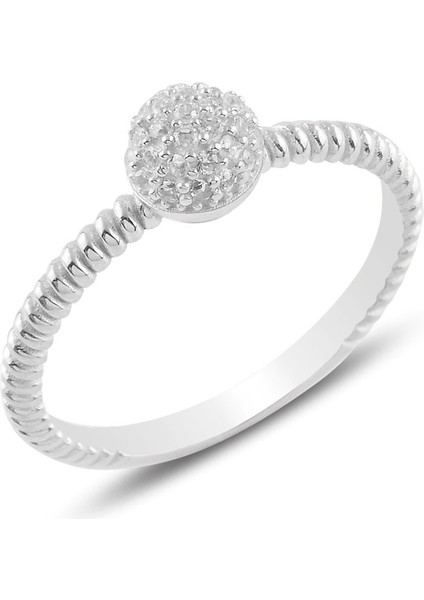 Nazikendam Özel Seri - Yarım Top Zirkon Taşlı Yüzük - Kadın - 1.74 Gram