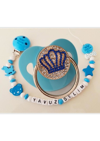 Isimli Bebek Emzik Zinciri ve Taşlı Bebek Silikon Emzik Seti (0-6 Ay) - SAHI_1439