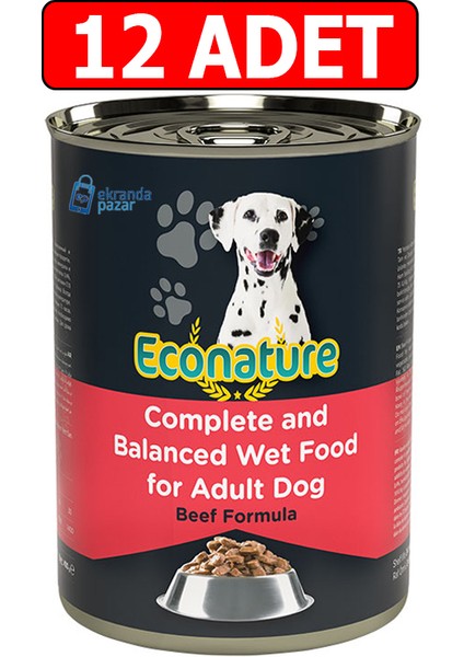 Sığır Etli Yetişkin Köpek Konserve Maması 400GR 12ADET Beef Köpek Yaş Mama