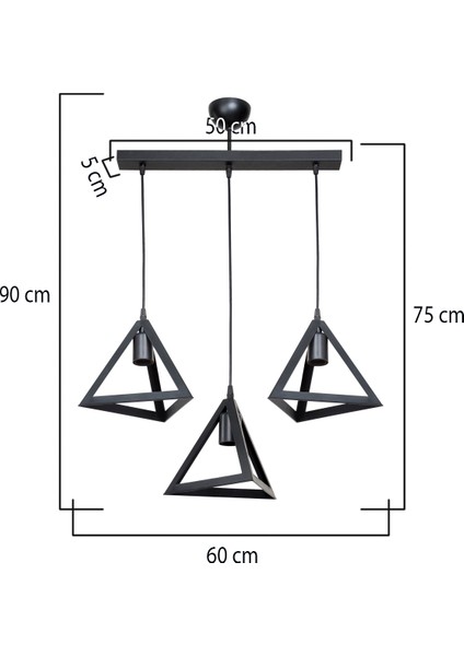 Ag Light Design Siyah Sarkıt Avize Salon Mutfak Koridor Yatak Odası Lamba