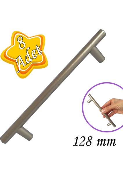 8 Adet Boy Kulp Saten 128 mm Kulp Mobilya Mutfak Dolabı Çekmece Dolap Kapak Kulpu Kulbu Metal Kulpları