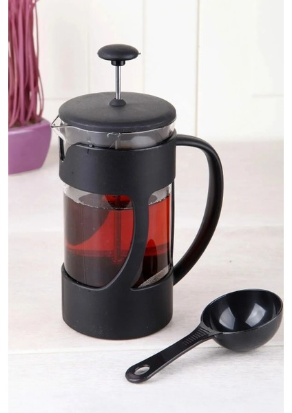 Ölçü Kaşıklı French Press Filtre Kahve ve Bitki Çayı Demliği 350 ml LGY-350FP