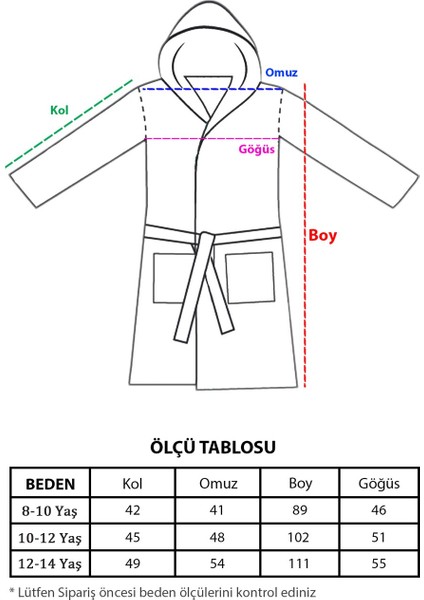 10-12-14 Yaş Kapşonlu Pamuk Havlu Bornoz