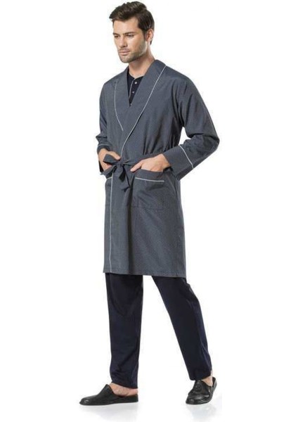 5'Li Lacivert Damat Robdöşambr Ve Pijama Takımı Terlik Hediyeli modelleri