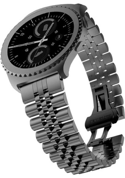 22 mm Universal Rolex Stil Paslanmaz Çelik Kordon Siyah