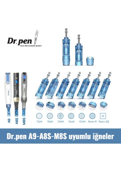 Dr.pen Dermapen Iğnesi (10 Adet) A9 - A8S - M8S Cihazları ile Uyumlu Iğneler