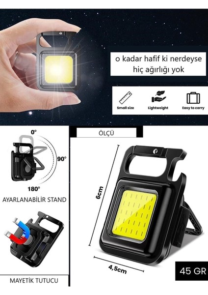Tekno Trust 30 Ledli Şarj Edilebilir Manyetik Anahtarlık Çok Amaçlı Pratik Kamp ve Acil Durum Feneri modelleri