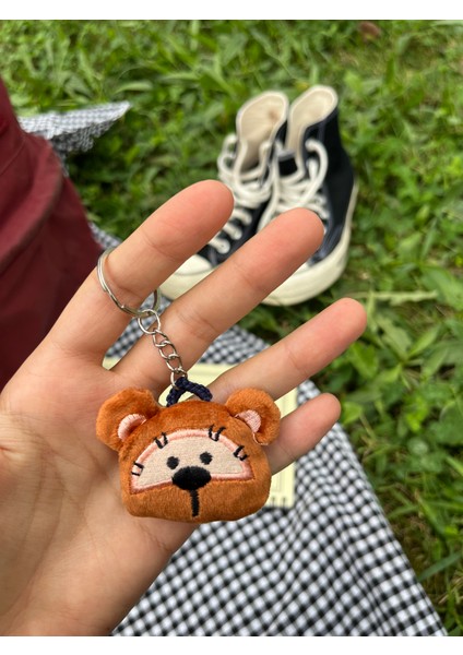 Sevimli Kahve Ayıcık Kawaii Çanta Cüzdan Aksesuarı ve Anahtarlık