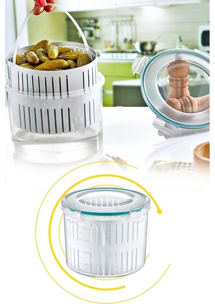 Elite Turşuluk Süzgeçli Zeytin Turşu Saklama Kabı 2,5 Lt