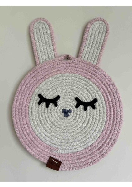 Sevimli Tavşan Çocuk/bebek Odası Duvar Süsü,hasır Detaylı Jüt Hayvan Figürlü Duvar Süsü