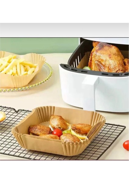 50 Adet Kare Model Airfryer Pişirme Kağıdı Hijyenik Yağlı Kağıt Havalı Fritöz Pişirme Kağıdı