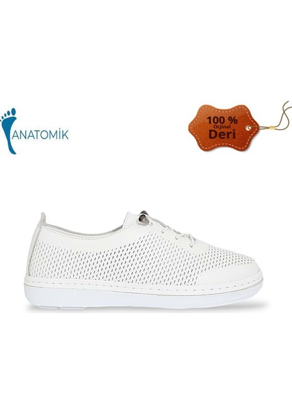 1836 Hakiki Deri Anatomik Tabanlı Bayan Günlük Ayakkabı - NKT01836-BEYAZ-39
